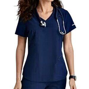 NWT Skechers Vitality By Barco Women's Electra 3-pocket Ribbed V-neck Scrub Top